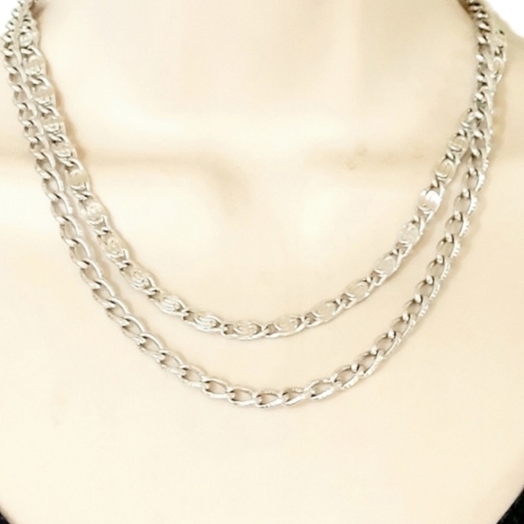 Layered necklace in silver vintage jewelry adjustable lengths - Picture 2 of 6